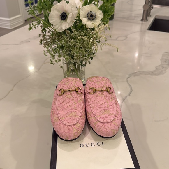 GUCCI 1955 Horsebit Accent Lace Mules - Picture 4 of 8